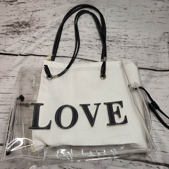 NWOT Large love jelly transparent shoulder tote bag - Picture 1 of 6